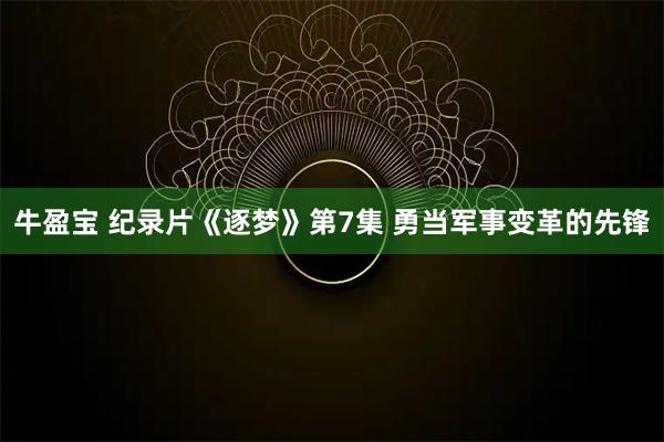 牛盈宝 纪录片《逐梦》第7集 勇当军事变革的先锋