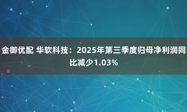 金御优配 华软科技：2025年第三季度归母净利润同比减少1.03%
